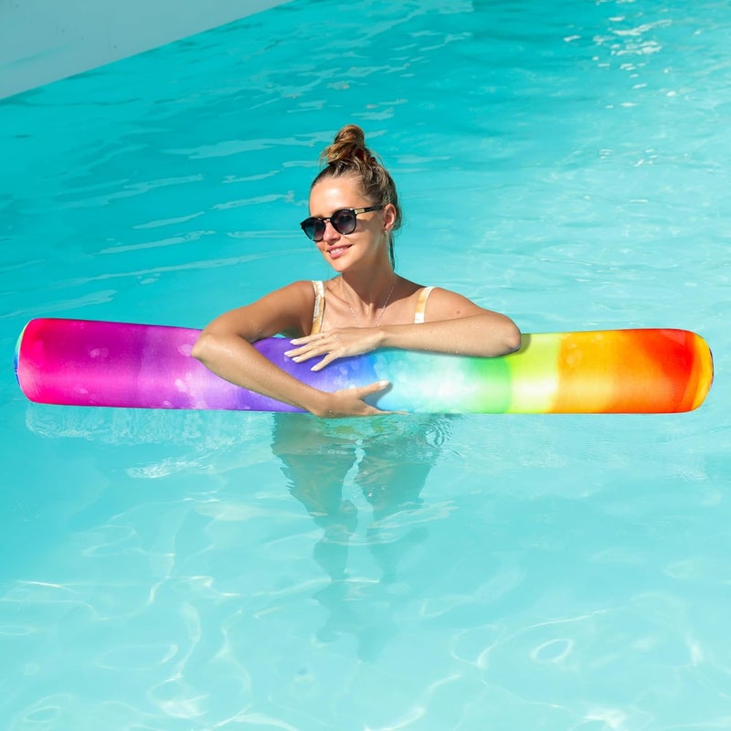 FindUWill Inflatable Swim Pool Noodles, 2 Pack Soft Fabric Covered Large Swim Noodles for Floating, Pool Floats Adult for Pool, Lake, Beach - Image 2